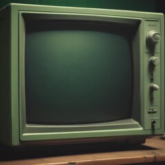 old tv set, old tv with green screen, old tv on green background