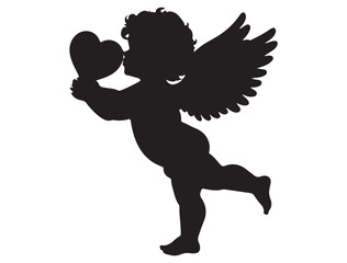 CUPID SILHOUETTE WHITE BACKGROUND