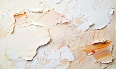 Fototapeta premium Beige and white abstract oil painting with textured brushstrokes. AI generated illustration.