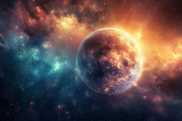 Celestial entities and cosmic enigmas converge in a profound interdependence, showcasing the harmonious blend of Earth and ethereal domains in a captivating display of universal unity and wonder  