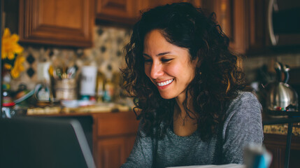 Middle eastern couple using together a cell phone at home smile and laught, happy refugee couple