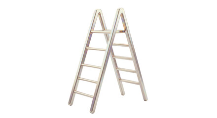 Isolated Iridescent Metal Ladder Leaning Upwards