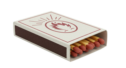 Isolated Matchbox with Matches and Flame Symbol