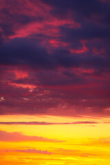 Vibrant Sunset Sky with Purple and Pink Clouds