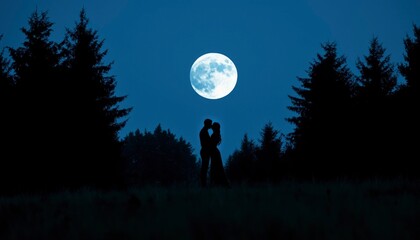 Lovers under a full moon