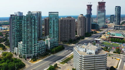 Aerial of city centre of Mississauga, Ontario, Canada