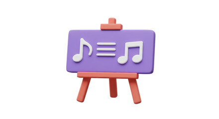 Isolated Music Notes on Chalkboard Easel