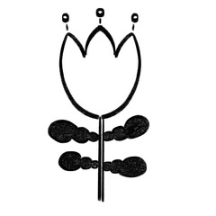 Spring Flower Outline Cute Retro Doodle Black and White Illustration.