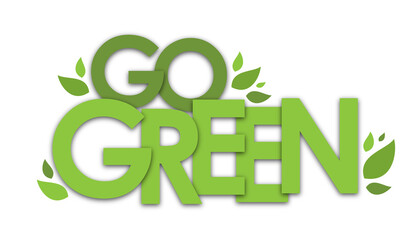 GO GREEN green transparent banner on transparent background