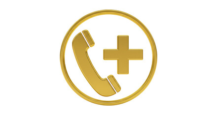 Obraz premium Isolated Golden Hotline Icon with Plus Symbol
