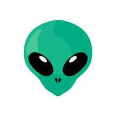 Cute Green Alien Character. Cartoon Vector Illustration