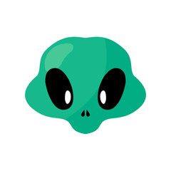 Cute Green Alien Character. Cartoon Vector Illustration