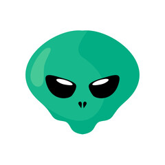 Cute Green Alien Character. Cartoon Vector Illustration
