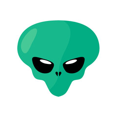 Cute Green Alien Character. Cartoon Vector Illustration