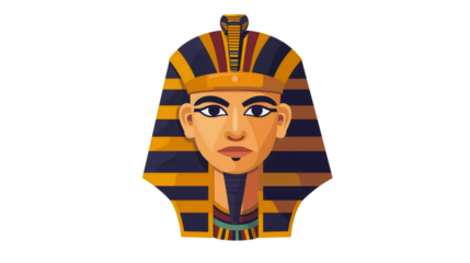 The great former pharaoh who ruled over Egypt, the pharaoh's head with a classic appearance, representing Egyptology.