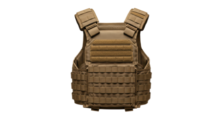 Isolated Brown Military Tactical Vest for Combat and Protection