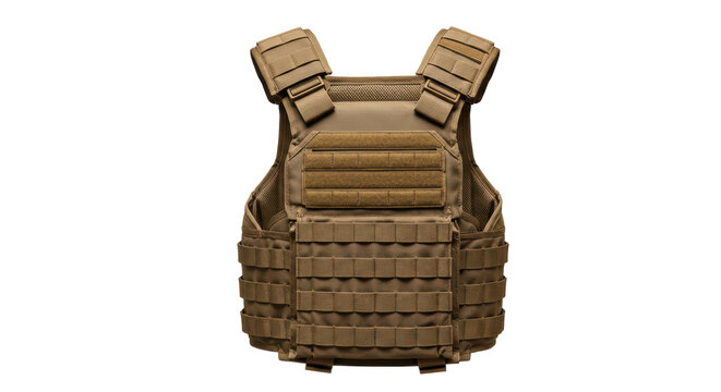 Isolated Brown Military Tactical Vest for Combat and Protection