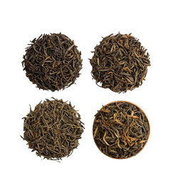 Assortment of Dried Loose Leaf Teas Premium Quality Tea Leaves Collection isolated on transparent background Generative AI