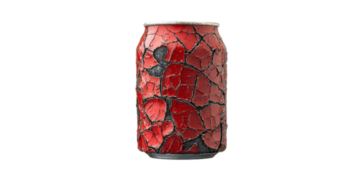Cracked Red Soda Can. Symbol Of Environmental Impact And Waste Isolated On Transparent Background
