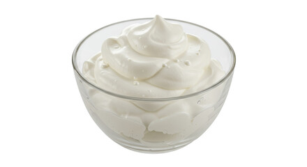 Isolated Swirl of White Whipped Cream in Glass Bowl