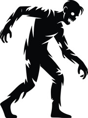 Fototapeta premium Zombie Silhouette with Exposed Bones Halloween Vector Design.