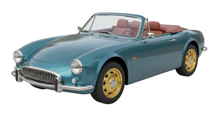 Isolated Turquoise Vintage Convertible