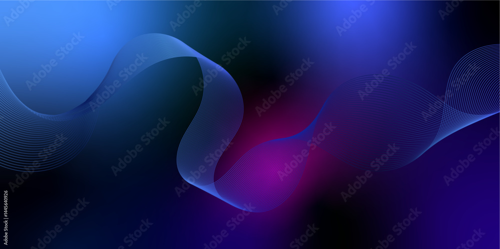 Wall mural abstract digital future technology concept blue smooth lines background. wavy curve lines and . freq