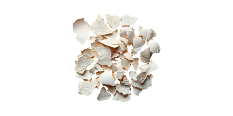 Crushed Eggshells. Natural Calcium Source For Gardening And Composting Isolated On Transparent Background
