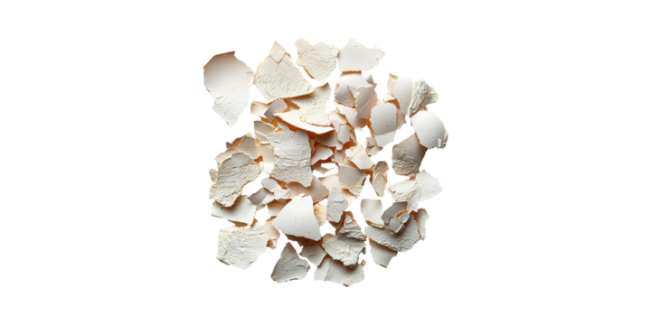 Crushed Eggshells. Natural Calcium Source For Gardening And Composting Isolated On Transparent Background