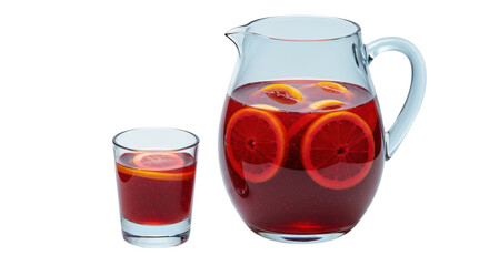 Isolated Sangria Pitcher and Glass