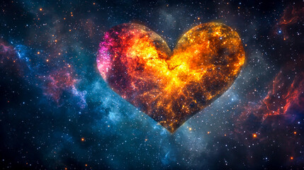 Heart nebula in space with colorful stars and cosmic background, symbolizing love and romance