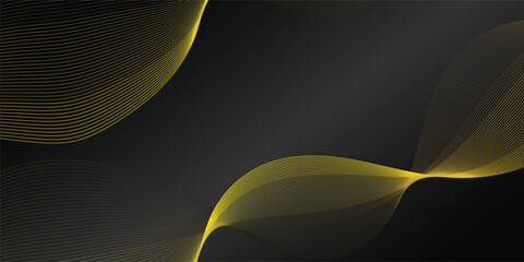 Abstract golden wave line on black background. technological business concept, vector  illustration.science, data ,music, cover, Design for web design,