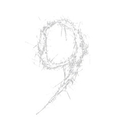 Creepy Scratch Number 9  Overlay - Distressed Text Effect for Horror Designs. Perfect for Spooky, Halloween and Thriller Projects. High Quality Transparent PNG for Dark Digital Art.  