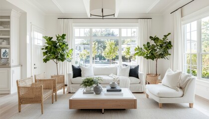 Bright, modern living room with large windows