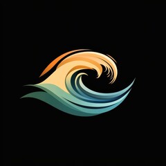 Artistic wave in yellow and blue, stylized crest, sunset-inspired, dynamic vector illustration.