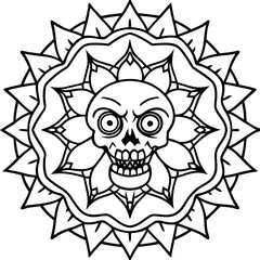 Horror Mandala Zombie Line Art Vector