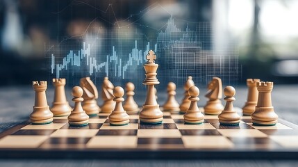 Strategic chess game with financial data overlay