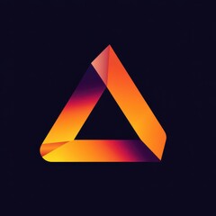 Triangular optical illusion in orange and purple gradient, abstract Penrose style vector.
