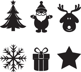 Naklejka premium set of christmas icons, christmas silhouette vector set, logo vector illustration