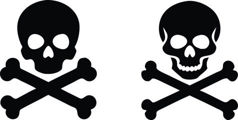 Skull and Crossbones Icons. Toxic Warning Symbol Vector