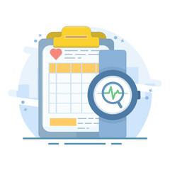 Healthcare Technology Concept. Wearable devices, personalization with diagnostics, telemedicine improve patient accessibility outcomes during treatment. Flat design vector illustration on background.