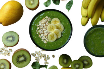 Delicious green smoothie bowl with kiwi banana oats vibrant dark background healthy breakfast