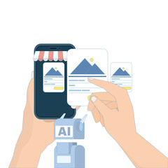 AI-powered chatbot concept for personalized shopping, enhanced customer experience, personalized product recommendations, and e-commerce support. smart assistant. Flat design illustration.