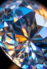 Diamond Facets Catching The Light, A Glittering Gemstone, Precious Stone Reflecting Vibrant Colors And Bright Luminosity. Sparkling Brilliance Enhances Value.