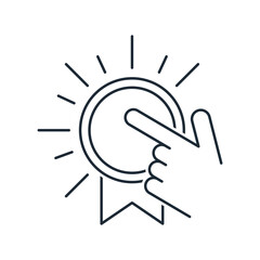 User find new product. Vector illustration icon isolated on white background.