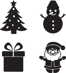 Fototapeta premium set of christmas icons, christmas silhouette vector set, logo vector illustration