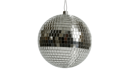 Isolated Mirrored Disco Ball Hanging from String