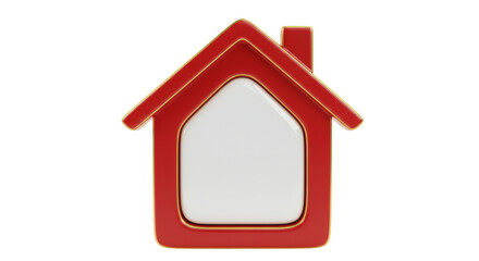 Isolated Red House Frame with White Center