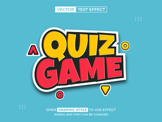 quiz game editable text, font effect, 3d text for title