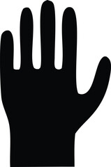 Obraz premium A black silhouette of hands, showing fingers and palm, forms an abstract icon symbolizing help and care